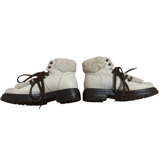 Kurt Geiger London White/Cream Fur Brown Laces Booties - Size 40 EU ~ Women’s 9 - Picture 4 of 11